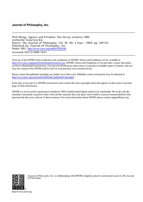 11Amartya Sen - Journal of Philosophy, Inc. Well-Being, Agency and ...