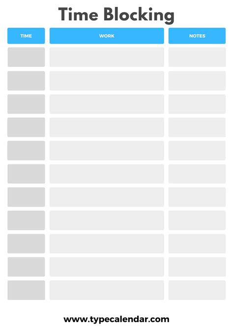 Free Printable Time Blocking Templates [PDF, Word, Excel] Daily