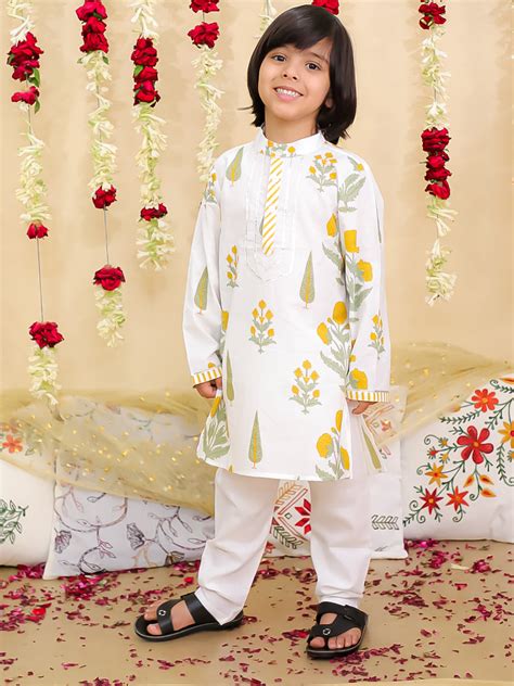 BownBee Pure Cotton Full Sleeves Kurta Pajama for Boys | Comfortable E ...