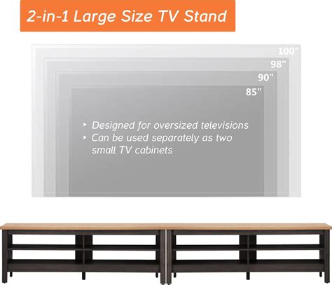 Buy WAMPAT TV Stand for 100 Inch TV, Black/Oak Entertainment Center for ...