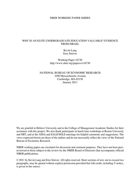 Why Is an Elite Undergraduate Education Valuable? Evidence from Israel - 통합검색 | 한국노동연구원 전자도서관> 자료검색