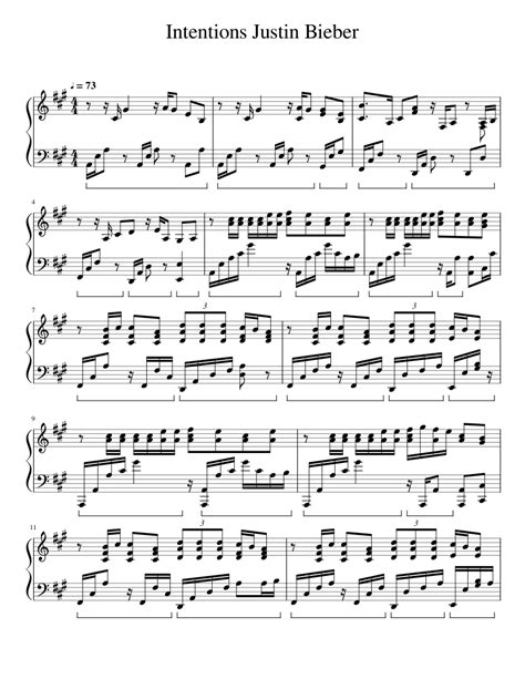 Intentions_Justin_Bieber Sheet music for Piano (Solo) | Musescore.com