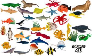 Gift Box Small Size Pack Of 40 Water World Aquatics Sea Creatures For ...