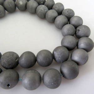 Buy Sparkly Matte Natural Agate Druzy Grey Silver Color Beads, Color ...