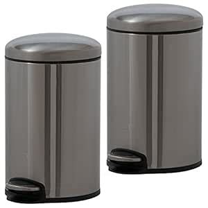 EKO 91138-1 Maggey Step Bin Stainless Steel Trash Can Set | Two 8L ...