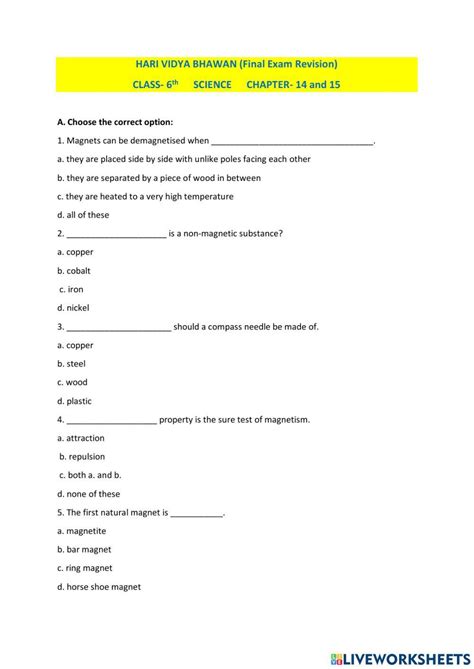 Image result for 6th Class Science Exercise