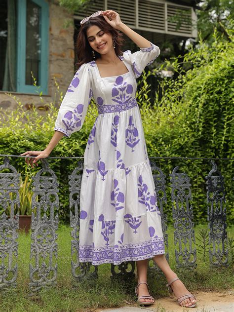 Printed Mughal Boota Dress with Sweetie Pie Neckline – Jaipur Morni