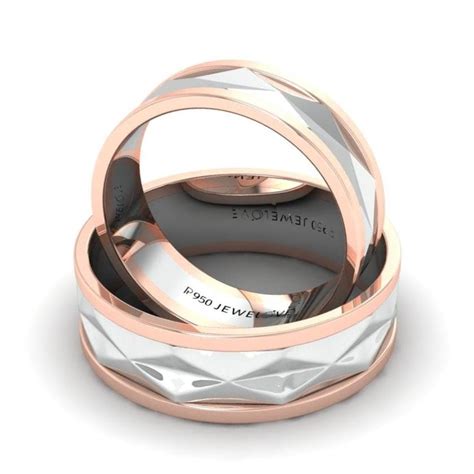 Designer Cut Platinum & Rose Gold Couple Rings JL PT 946