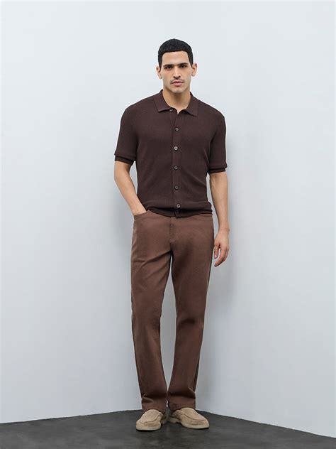 Buy Ascot Brown Knit-Textured Relaxed-Fit Shirt from Westside