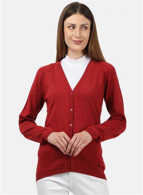 Buy Women Red Solid Cardigan Online in India - Monte Carlo