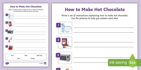 How to Make Hot Chocolate Writing Frame