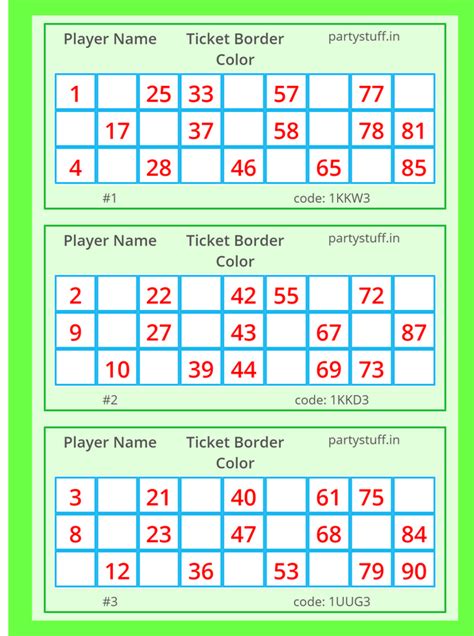 Free Tambola Ticket Generator, Free PDF | Kitty Party Games, Theme ...