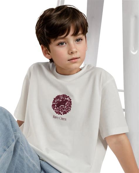 Rare Ones Kids Makes White Cotton Half Sleeves Crew Neck Embroidered T