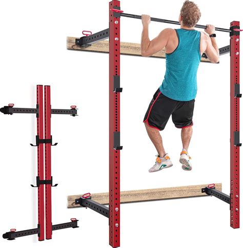 Buy Merax Wall Mount Folding Squat Rack, 1000lb Capacity Fold Back Fold ...