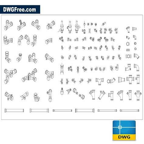 Pipe fittings elbows Drawing. Download in Autocad. DwgFree