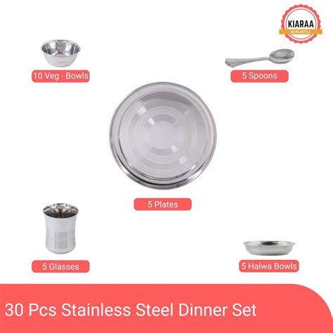 Stainless Steel Dinner Set - 24 Piece Stainless Steel Dinner Set ...