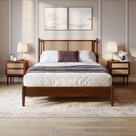 Bme Oliver 15 Inch Signature Bed Frame with Rattan Headboard - Bohemian ...