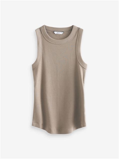 Buy Taupe Brown Ribbed Racer Tank Vest Sleeveless Top from Next India