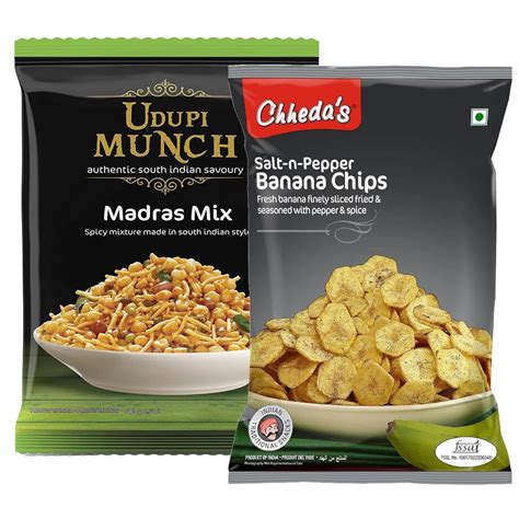 Chheda's - Salt N Pepper Banana Chips (350 Gm) and Udupi Munch Madras ...