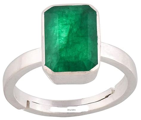 Buy Ayush Gems 7.25 Ratti Created Emerald Ring (Created Panna/Panna ...