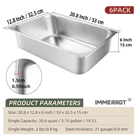 Snapklik.com : 6 Inch Deep 1/1 Full Size Hotel Pans 21 Gauge Steam ...