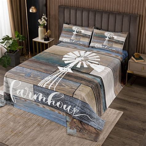 Farmhouse Quilt Set King Size, Windmill Coverlet Set Western Country ...
