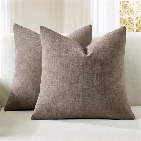 Amazon.com: MIULEE Brown Couch Pillow Covers 18x18 Inch, Set of 2 Soft ...