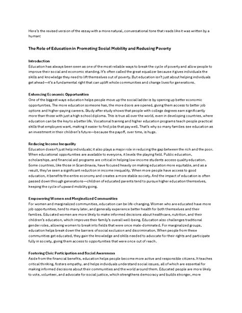 English notes f - Here’s the revised version of the essay with a more ...