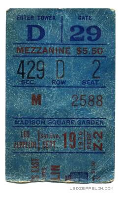 Madison Square Garden - September 19, 1970 / New York | Led Zeppelin ...