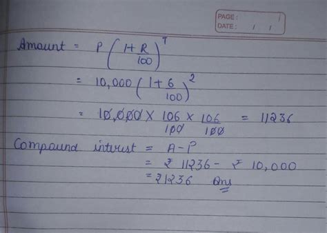 Find the compound interest for the data, when P =`10000, r = 6%, n ...