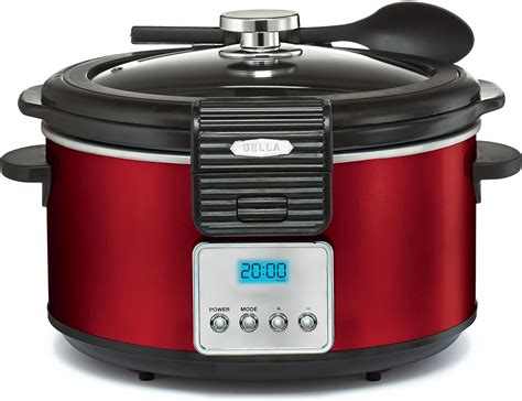 BELLA 5 Quart Programmable Slow Cooker with Locking Lid