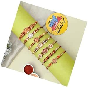 Evisha Assorted Design Mix Beautiful Designer Rakhi With Fridge Magnet ...