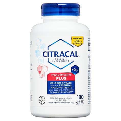 Citracal Maximum Plus Calcium Citrate With Vitamin D3, Caplets, 180ct ...