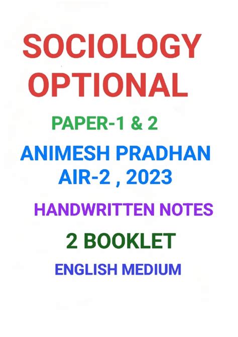 ( Sociology optional By- Animesh Pradhan Air-2, ) 2023 Paper-1 & 2 ...
