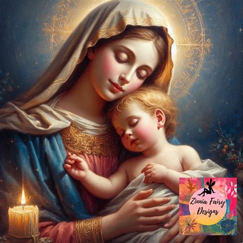 Blessed Mother Mary and Baby Jesus Digital Art Download Catholic ...