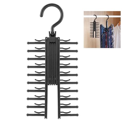 ZIBUYU® Hanger for 20 Tie Organizer with Non-Slip Clips, Cupboard ...