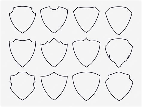 Premium Vector | Collection of shield shape with outline style