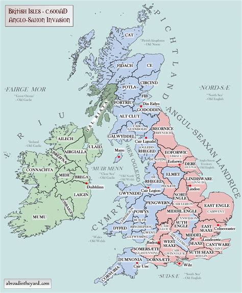 Kingdoms of Great Britain and Ireland after the Saxon invasion - 600 AD : MapPorn