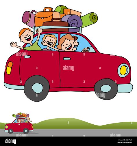 Family Road Trip Clip Art Cartoon Exhausted Family Homeward Bound From