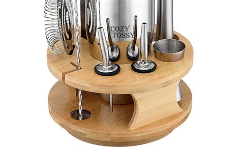 Buy cozy tossy Bartender Kit: 10-Piece Bar Tool Set with Rustic Wood ...