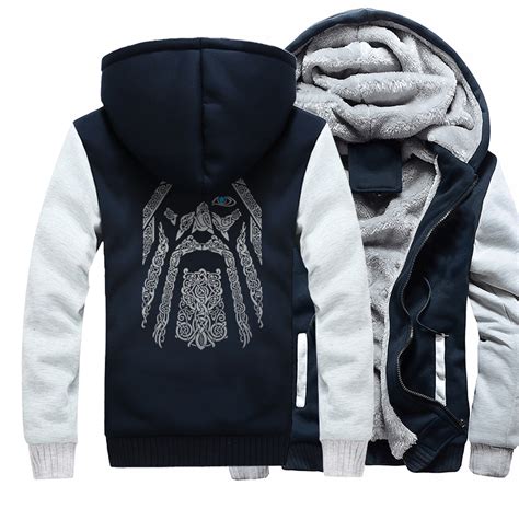 Camouflage Odin Vikings Hoodie Men’s Winter Wool Liner Sweatshirt ...