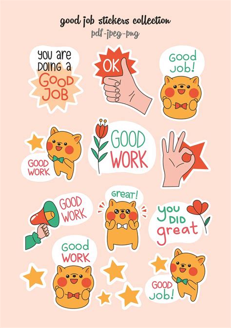 Good Job Stickers Collection, Digital Sticker, Packaging Labels Digital ...