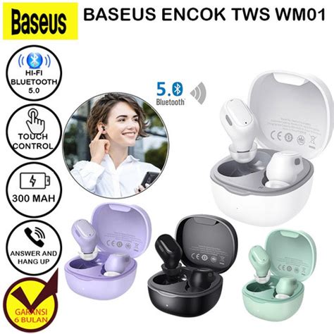Jual BASEUS Encok True Wireless Earphones WM01 - NGWM01 - Yellow - Kota ...