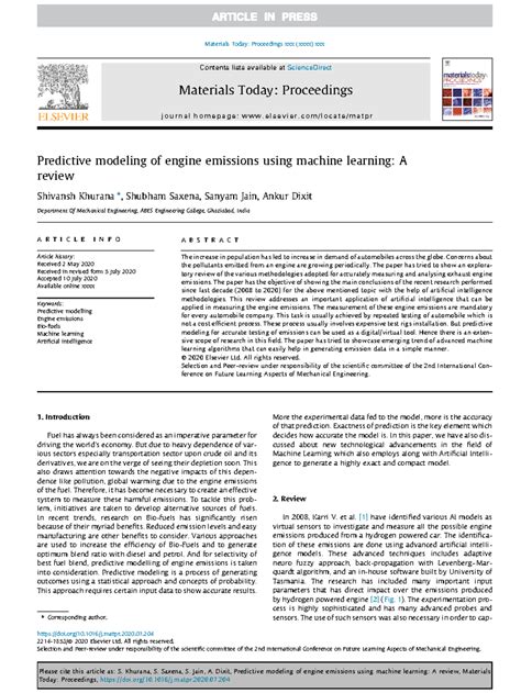 Predictive modeling of engine emissions using machine learning - A ...