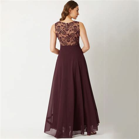wavecolour | Burgundy Lace Insert Maxi Dress