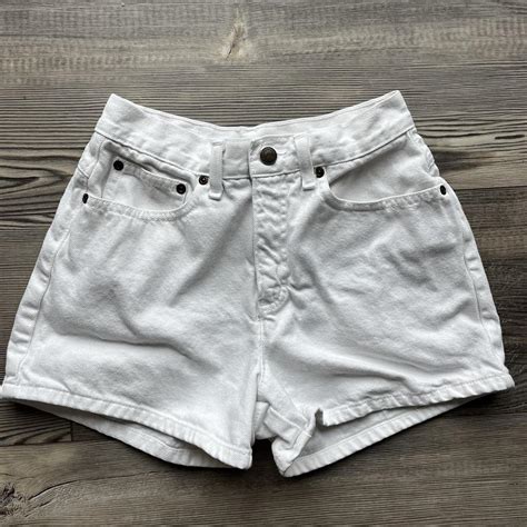 Vintage white denim shorts from Newport News - Depop