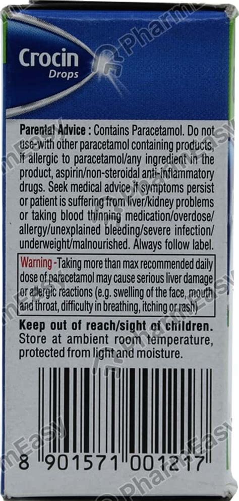 Crocin 100 MG/ML Oral Drop (15): Uses, Side Effects, Price, Dosage ...