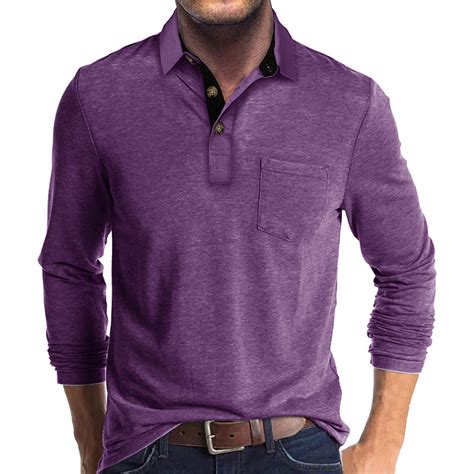 Ndbuld Men's Tops Long Sleeve Shirts Pocket Casual Solid Cotton Blend ...