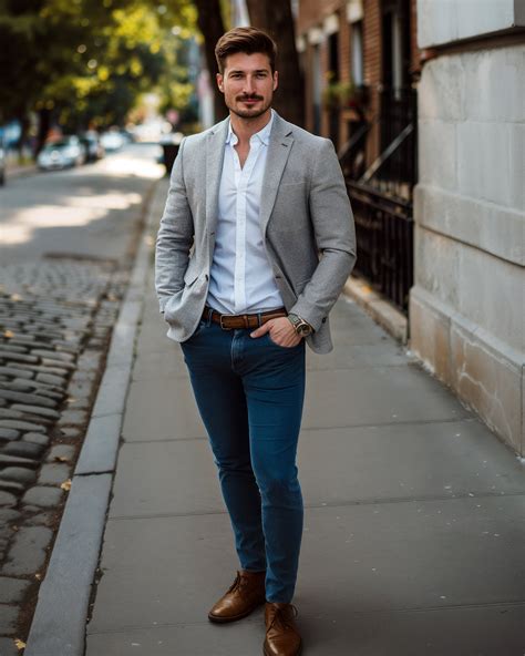 Chic Grey Blazer and Blue Jeans Combo | Hockerty