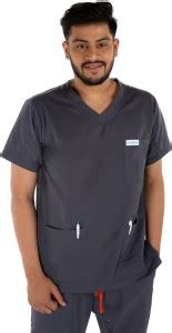 VastraMedwear Men Scrub Top for Doctor, Nurse & Students Grey Extra ...